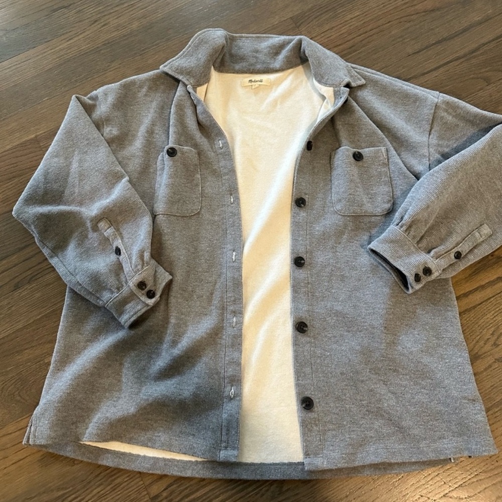 Madewell Grey Ribbed Shacket - Picture 3 of 6